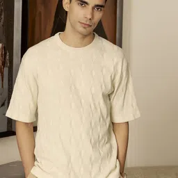 Andamen Signature Core Relaxed Fit Self Design Cotton T-shirt-image-79