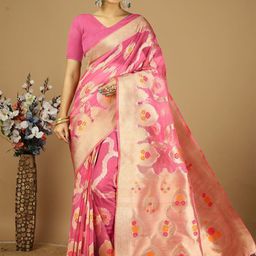 KAYOMMI Woven Design Zari Organza Banarasi Saree-image-6