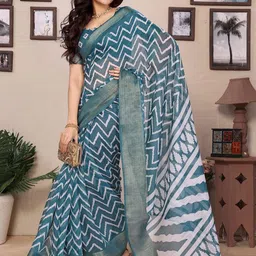 Lookmark Geometric Printed Saree With Unstitched Blouse Piece-picture-27