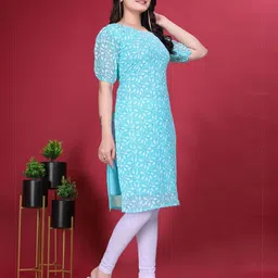 PARROT CREATION Women Sequins Embroidered Chikankari Kurta-image-70