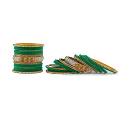 GLIKA Set of 2 Artificial Stones & beads Studded Gold-Plated Alloy Bangles image 3