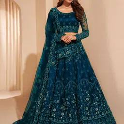 Cute fellow Embroidered Thread Work Semi-Stitched Lehenga & Unstitched Blouse With Dupatta-picture-12