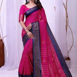 HERE&NOW Pink Silk Cotton Floral Ilkal Sarees-picture-25
