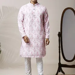 Be Desi Men Floral Printed Regular Kurta with Pyjamas-image-22