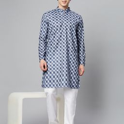 GLOBALRANG Men Printed Regular Pure Cotton Kurta with Pyjamas & image 3