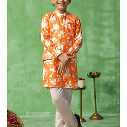 Sangria Boys Printed Kurta & Trouser With Waistcoat-picture-12