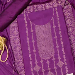 Inddus Floral Woven Design Zari Unstitched Dress Material-image-27