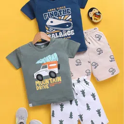 Toonyport Boys Pack Of 2 Printed Short Sleeves Pure Cotton T-shirt With Shorts-44