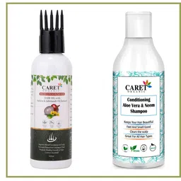 CARET ORGANIC Aloevera & Neem Shampoo & Red Onion Seed Hair Oil Combo-100ml Each-36