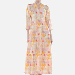 RAREISM Printed Tiered Fit & Flare Midi Dress-picture-58