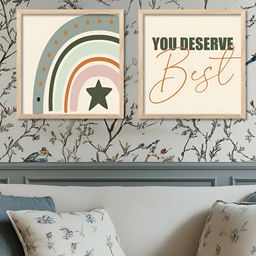 Kotart White & Green Set of 2 Piece Wood Abstract Wall Paintings-picture-18