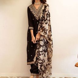 IkDaiya Women Embroidered Regular Thread Work Kurta with Salwar & With Dupatta-picture-3