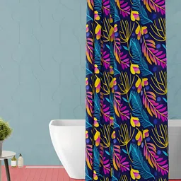 ArtzFolio Purple & Yellow Floral Printed Waterproof Shower Curtain-5