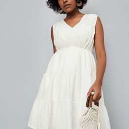 max V-Neck Tiered Fit and Flare Dress-image-80
