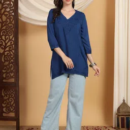 Poshak Chikan Studio Floral Embroidered Chikankari Modal Chikankari Kurti-picture-12