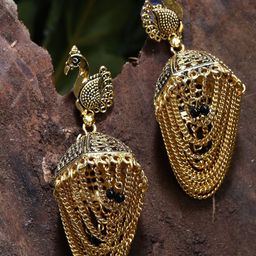 Anouk Peacock Shaped Jhumkas Earrings-13