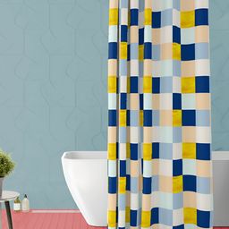 ArtzFolio Blue & Yellow Printed Waterproof Shower Curtain-image-97