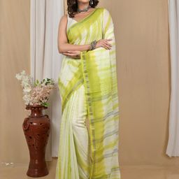 PuJoy Tie and Dye Pure Cotton Taant Saree-image-93