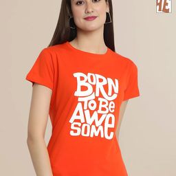 Mast & Harbour Women Typography 2 Printed Applique T-shirt-image-41