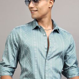 LOCOMOTIVE Premium Men Satin Printed Party Slim Fit Shirt-image-32