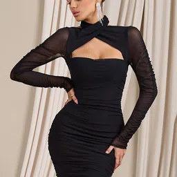MIAKEE Halter Neck Bodycon Midi Dress-image-3