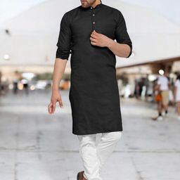 ANUJ FASHION Men Black Mandarin Collar Kurta-picture-49