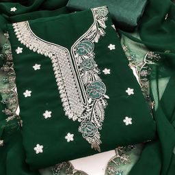 HERE&NOW Embroidered Thread Work Silk Georgette Unstitched Dress Material-image-61