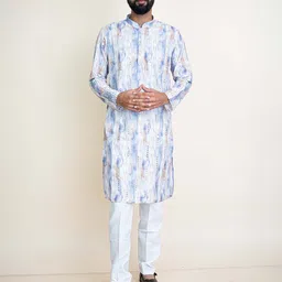 KUNDALI KAKSHAY Men Ethnic Motifs Printed Festive Straight Kurta-image-84