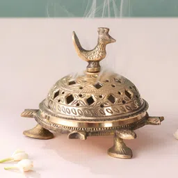 nestroots Gold Toned Textured Turtle Incense Holder-image-16