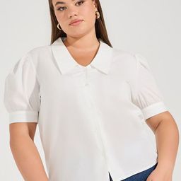Styli Women Solid Spread Collar Plus Size Pure Cotton Shirt-image-13