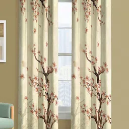 Steve & Anderson Jester Beige & Brown 2 Pieces Floral Printed Long Door Curtain (9Feet)-image-46