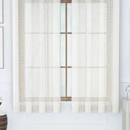 Story@home Serene Off White 2 Pieces Abstract Printed Sheer Window Curtains-image-95