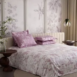 Stoa Paris French Bloom White Printed Pure Cotton 300 TC King Bedsheet Set-2.74 m x 2.74 m-image-31