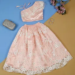 SAKA DESIGNS Girls Embroidered Sequinned Ready to Wear Lehenga &-image-82