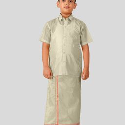 THANGAMAGAN Boys Short Sleeves Shirt With Dhoti-image-48