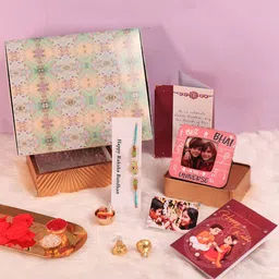 Art Street Stones Studded And Beaded Bhaiya Bhabhi Rakhi Gift Set-picture-12