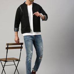 VOXATI Men Camouflage Checked Tailored Jacket with Patchwork image 5
