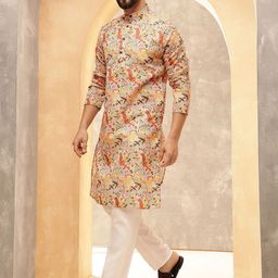 SOJANYA Men Printed Regular Kurta with Pyjamas image 2