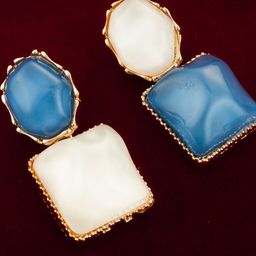 DressBerry Gold-Plated Alloy Kundan Diamond Shaped Earrings-picture-6
