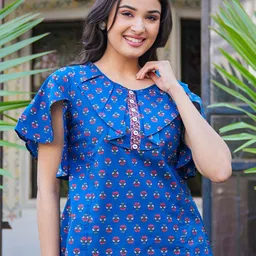 IKRASS Women Floral Print Flared Sleeve Cotton Top-21