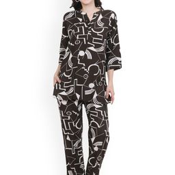 Ms.Lingies Women Printed Mandarin Collar Night suit-image-9