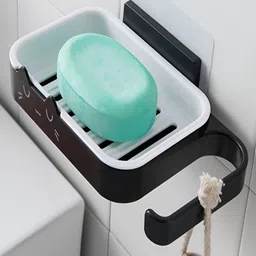 HOKIPO Black & White Solid Plastic Soap Dish-51