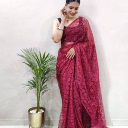 DIVASTRI Floral Net Saree image 5