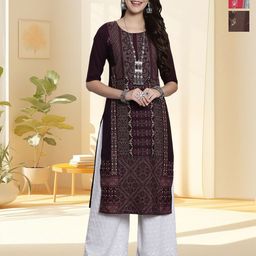 HERE&NOW Women Pack of 3 Ethnic Motifs Printed Daily Straight Kurtas-image-79
