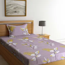 Myntra Elegant Homes Purple Floral Printed 300 TC Single Bedsheet Set 2.2 m x 1.5 m-20