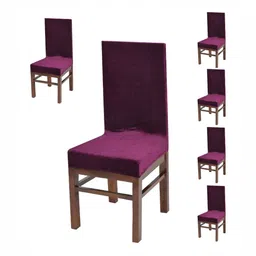 DECOR VATIKA Set Of 6 Maroon Strechable Chair Covers-25