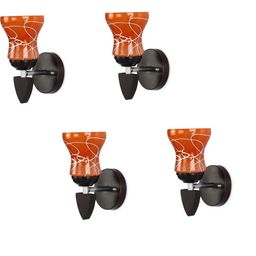 1ST TIME Set Of 4 Orange & White Glass Textured Cylinder Shaped Decorative Wall Lamp-picture-19