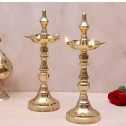 Two Moustaches 2 Pcs Brass Samai Stand Diya-image-45