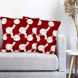 Vinayaka Fab Red 2 Pieces Geometric Embroidered Silk Square Shaped Cushion Covers-image-15