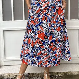 Label Tanvee Floral-Printed Cotton A line Midi Skirt-picture-45